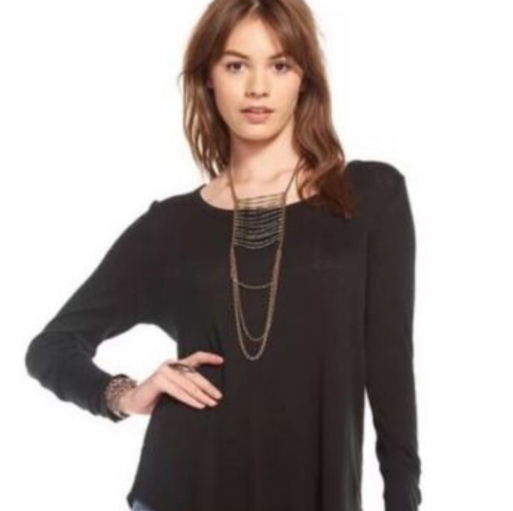 Black Pullover Button Sleeved Top - image 1